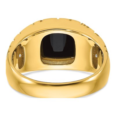 Men's 14K Yellow Gold Onyx Diamond Nugget Ring Mounting – view 7