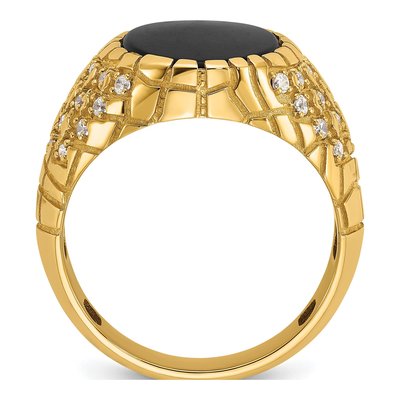 Men's 14K Yellow Gold Onyx Diamond Nugget Ring Mounting – view 2