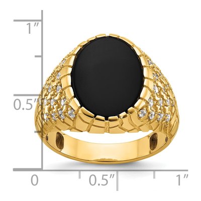 Men's 14K Yellow Gold Onyx Diamond Nugget Ring Mounting – view 3