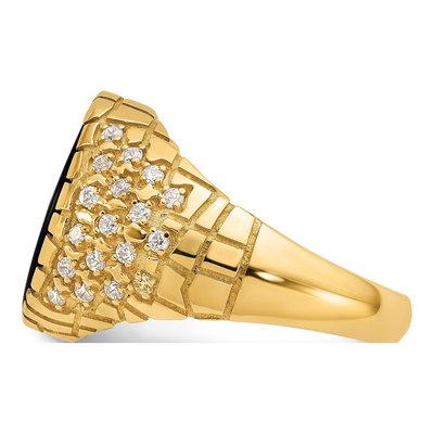 Men's 14K Yellow Gold Onyx Diamond Nugget Ring Mounting – view 5