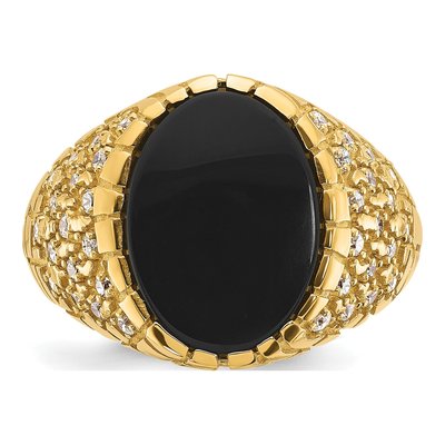 Men's 14K Yellow Gold Onyx Diamond Nugget Ring Mounting – view 6