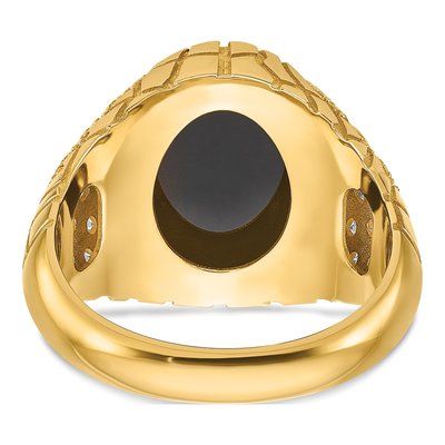 Men's 14K Yellow Gold Onyx Diamond Nugget Ring Mounting – view 7
