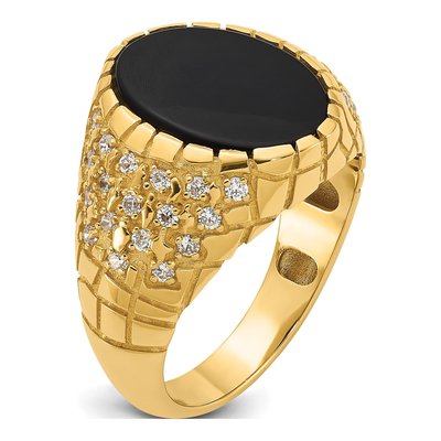 Men's 14K Yellow Gold Onyx Diamond Nugget Ring Mounting – view 8