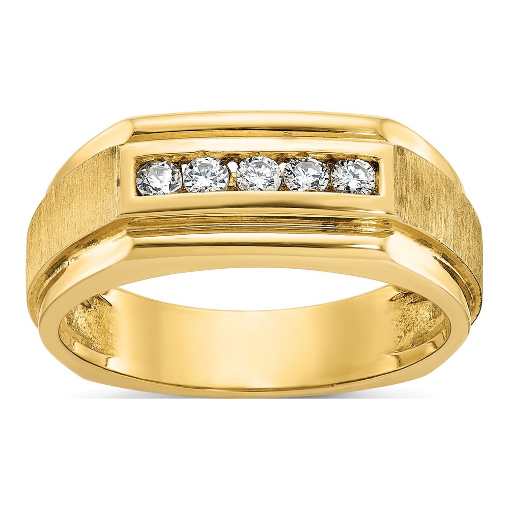 Ibgoodman 14K 1/4 Carat Lab Grown Diamond Vs/si+ G+ Complete Polished And Satin Five Stone Men's Ring