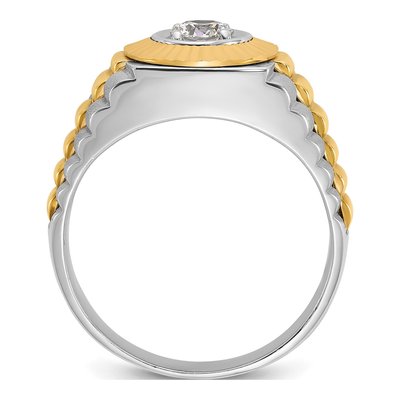 Men's 10K Two-Tone Gold 3/8 ct tw Diamond Textured Ring – view 2