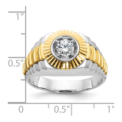 Men's 10K Two-Tone Gold 3/8 ct tw Diamond Textured Ring – view 3