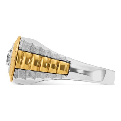 Men's 10K Two-Tone Gold 3/8 ct tw Diamond Textured Ring – view 5