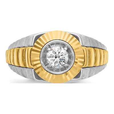 Men's 10K Two-Tone Gold 3/8 ct tw Diamond Textured Ring – view 6