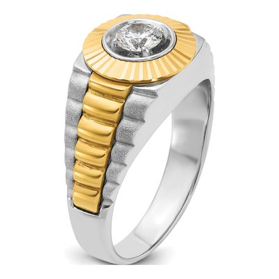 Men's 10K Two-Tone Gold 3/8 ct tw Diamond Textured Ring – view 8
