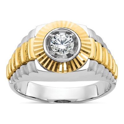 Men's 10K Two-Tone Gold 3/8 ct tw Diamond Textured Ring