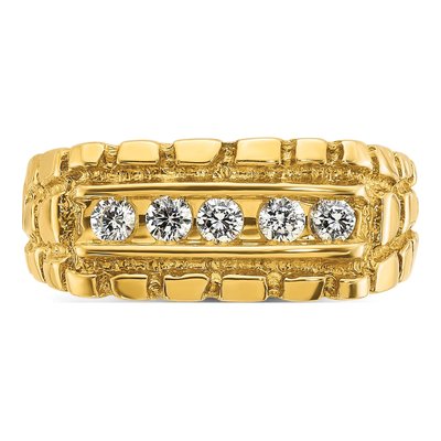 Men's 14K Yellow Gold Diamond Nugget Ring Mounting – view 6