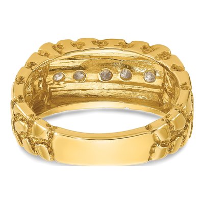 Men's 14K Yellow Gold Diamond Nugget Ring Mounting – view 7