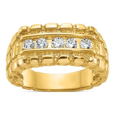 Men's 14K Yellow Gold Diamond Nugget Ring Mounting