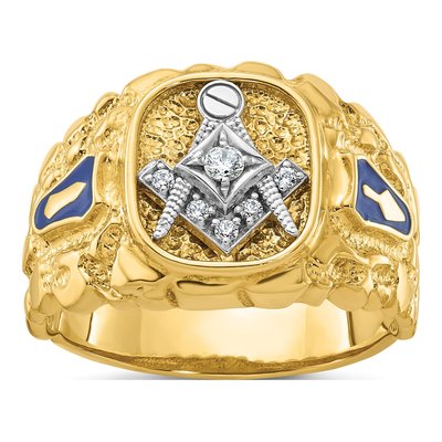 Men's 10K Two-Tone Gold Blue Lodge Masonic Ring Mounting