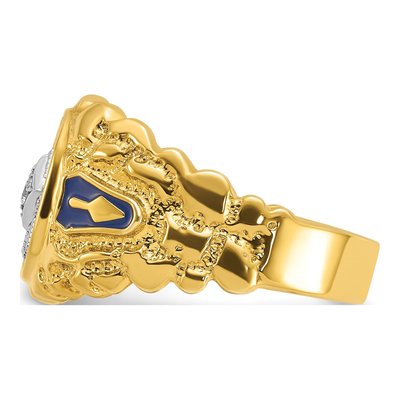 Men's 14K Two-Tone Gold Blue Lodge Master Masonic Ring Mounting – view 3