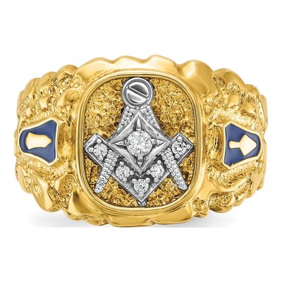 Men's 14K Two-Tone Gold Blue Lodge Master Masonic Ring Mounting – view 4