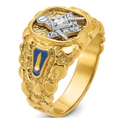 Men's 14K Two-Tone Gold Blue Lodge Master Masonic Ring Mounting – view 6