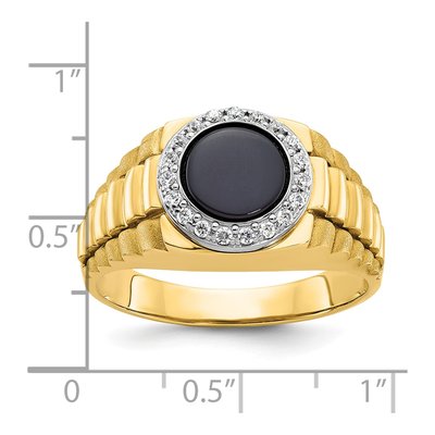 Men's 14K Two-Tone Gold 1/5 ct tw Onyx & Diamond Round Halo Ring – view 4