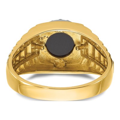 Men's 14K Two-Tone Gold 1/5 ct tw Onyx & Diamond Round Halo Ring – view 8