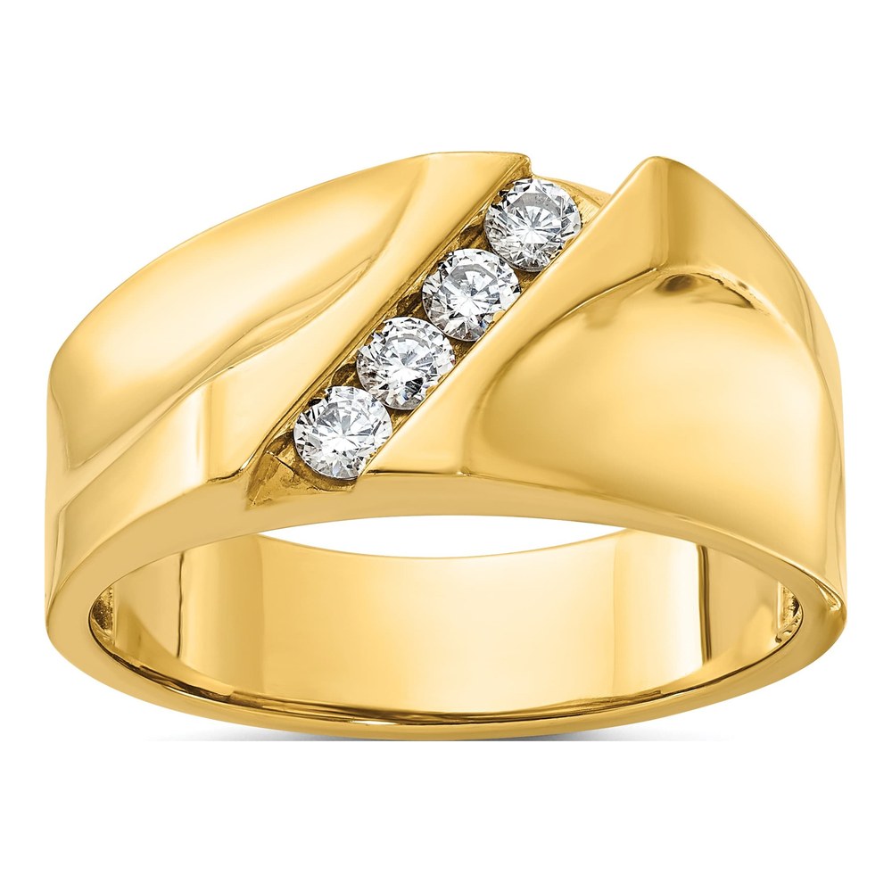 Men's 14K Yellow Gold 4-Stone Diamond Ring Mounting