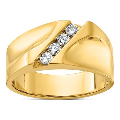 Men's 14K Yellow Gold 4-Stone Diamond Ring Mounting