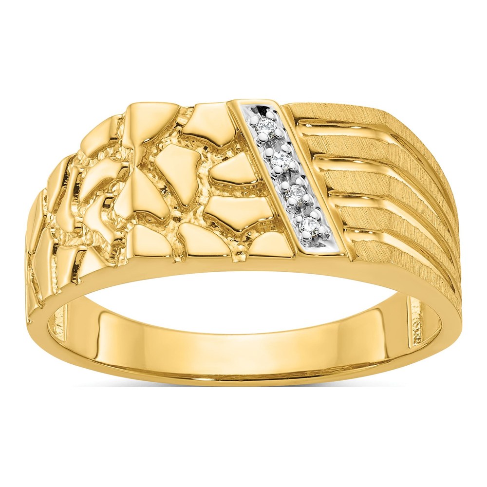 Men's 10K Yellow Gold Diamond Nugget Ring Mounting
