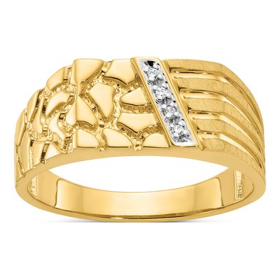 Men's 10K Yellow Gold Diamond Nugget Ring Mounting