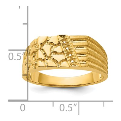 Men's 14K Yellow Gold Diamond Nugget Ring Mounting – view 4