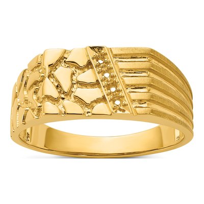 Men's 14K Yellow Gold Diamond Nugget Ring Mounting