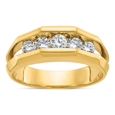 Men's 14K Yellow Gold 5-Stone Diamond Ring Mounting