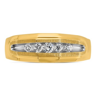 Men's 14K Yellow Gold 5-Stone Diamond Ring Mounting – view 6