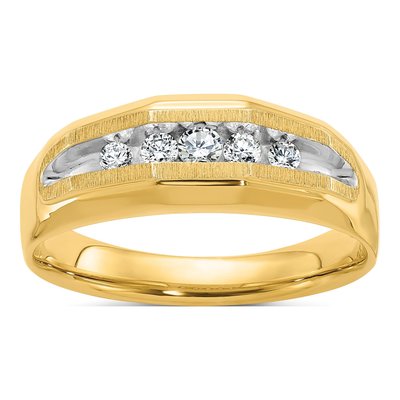 Men's 14K Yellow Gold 5-Stone Diamond Ring Mounting