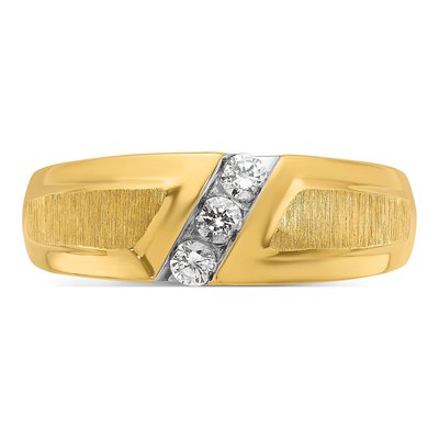 Men's 14K Yellow Gold 1/4 ct tw Diamond 3-Stone Ring – view 6