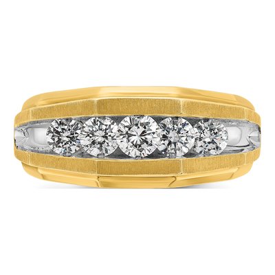 Men's 14K Yellow Gold 1 ct tw Diamond 5-Stone Ring – view 6