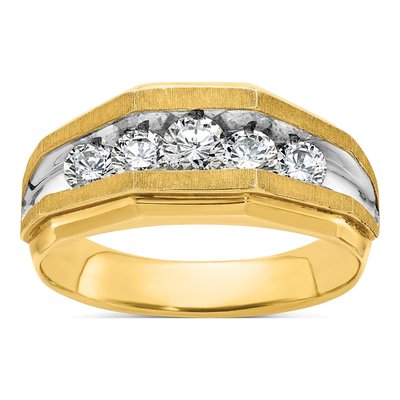 Men's 14K Yellow Gold 1 ct tw Diamond 5-Stone Ring
