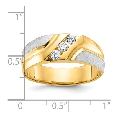 Men's 14K Two-Tone Gold 3-Stone Diamond Ring Mounting – view 3
