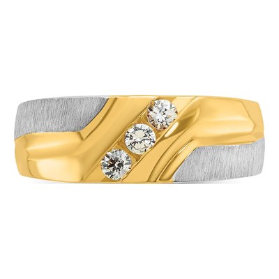 Men's 14K Two-Tone Gold 3-Stone Diamond Ring Mounting – view 6