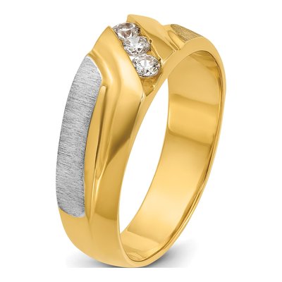 Men's 14K Two-Tone Gold 3-Stone Diamond Ring Mounting – view 8