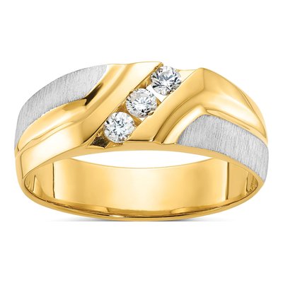Men's 14K Two-Tone Gold 3-Stone Diamond Ring Mounting