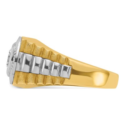 Men's 10K Two-Tone Gold Textured Ring Mounting – view 5