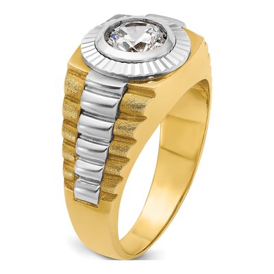 Men's 10K Two-Tone Gold Textured Ring Mounting – view 8