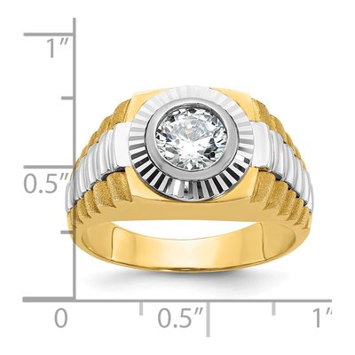 Men's 14K Two-Tone Gold Textured Ring Mounting – view 3