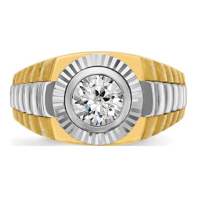 Men's 14K Two-Tone Gold Textured Ring Mounting – view 6