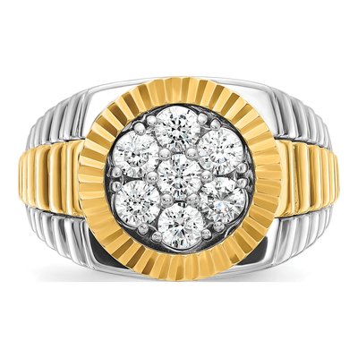 Men's 14K Two-Tone Gold Diamond Cluster Ring Mounting – view 6