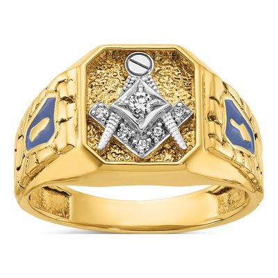 Men's 10K Two-Tone Gold Masonic Blue Lodge Ring Mounting