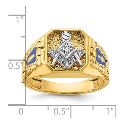 Men's 14K Two-Tone Gold Blue Lodge Masonic Ring Mounting – view 3