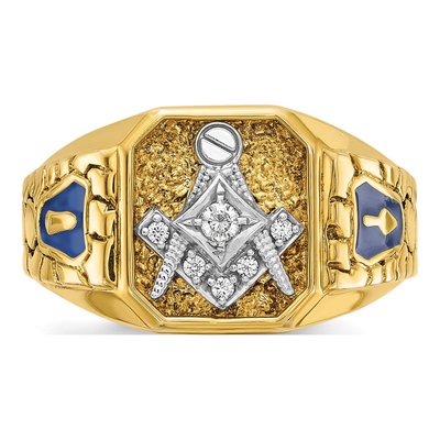 Men's 14K Two-Tone Gold Blue Lodge Masonic Ring Mounting – view 6