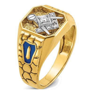 Men's 14K Two-Tone Gold Blue Lodge Masonic Ring Mounting – view 8