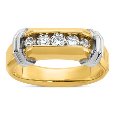 Men's 14K Two-Tone Gold 5-Stone Diamond Ring Mounting