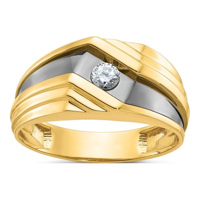 Men's 14K Yellow Gold 1/6 ct tw Lab-Grown Diamond Ring